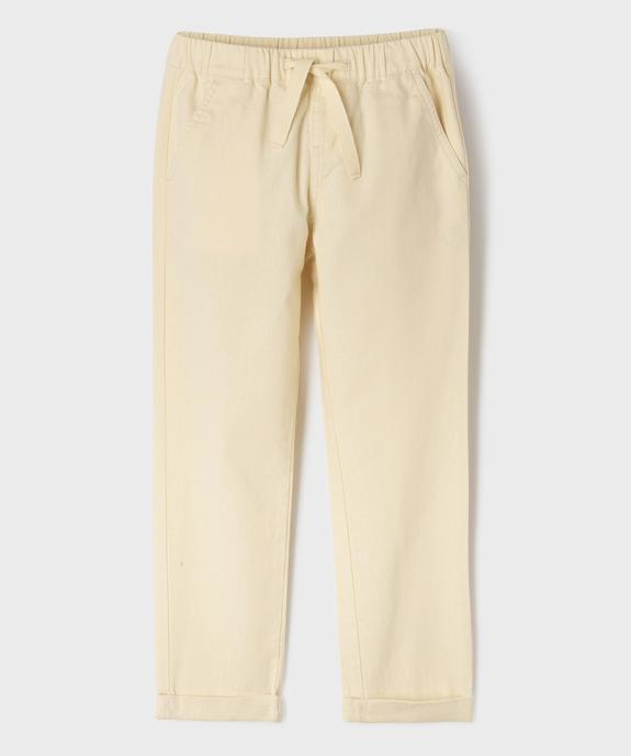 Pantalon chino en coton et lin avec taille ajustable garçon vue1 - GEMO (ENFANT) - GEMO