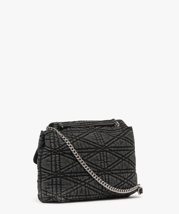 Sac besace en jean matelassé à bandoulière chaîne femme vue2 - GEMO (ACCESS) - GEMO