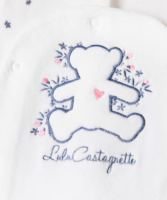 Pyjama en velours ouverture devant motif fleurs et ourson bébé - LuluCastagnette vue3 - LULUCASTAGNETTE - GEMO