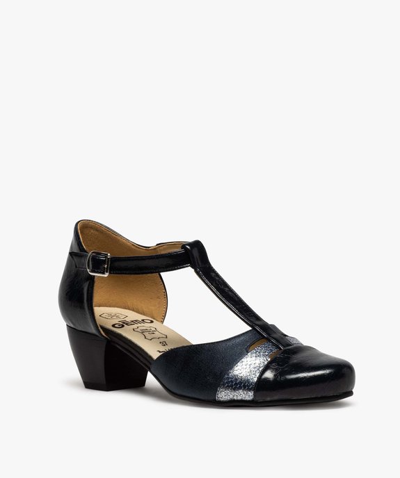 Escarpins femme confort salomés pailletées à talon vue2 - GEMO (CONFORT) - GEMO
