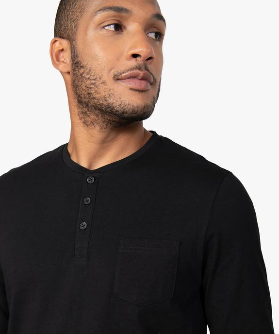 Tee-shirt à manches longues et col tunisien homme vue2 - GEMO 4G HOMME - GEMO