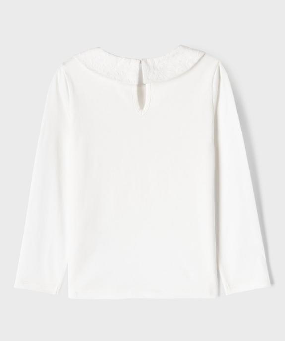 Tee-shirt manches longues avec col Claudine fille vue3 - GEMO 4G FILLE - GEMO