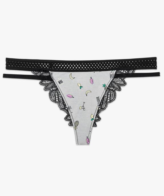 String avec dentelle et ceinture élastique ajourée vue4 - GEMO(HOMWR FEM) - GEMO