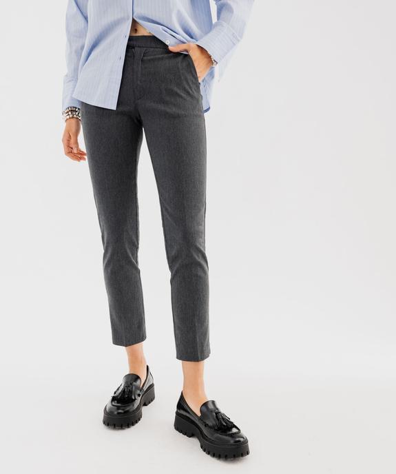 Pantalon droit extensible en toile chinée avec ceinture femme vue2 - GEMO(FEMME PAP) - GEMO