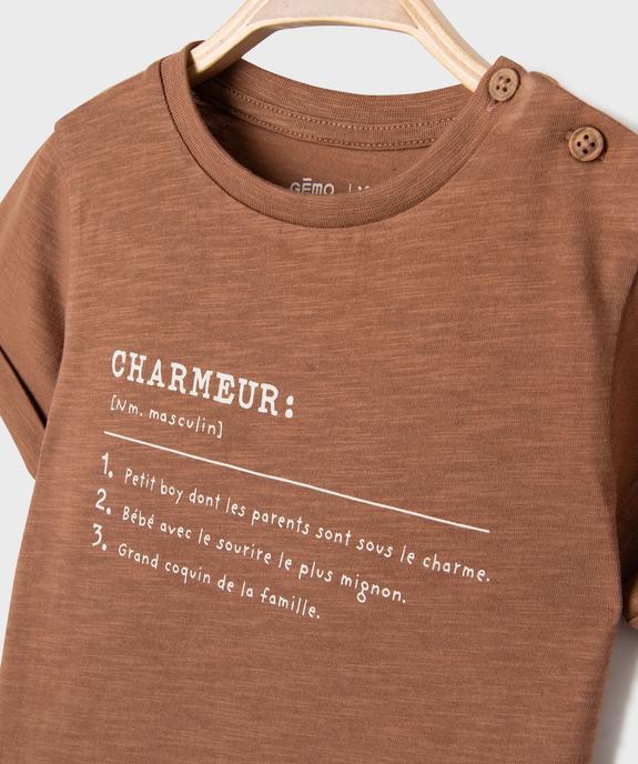 Tee-shirt manches courtes avec inscription bébé garçon vue2 - GEMO(BEBE DEBT) - GEMO