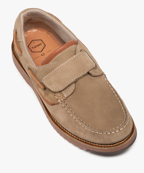 Chaussures bateau homme dessus cuir à scratch - Tanéo vue5 - TANEO - GEMO