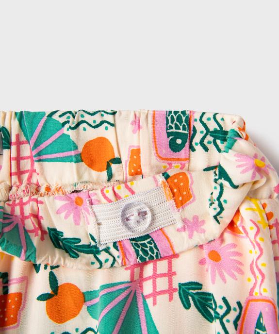 Pantalon large et fluide imprimé fantaisie fille vue2 - GEMO (ENFANT) - GEMO