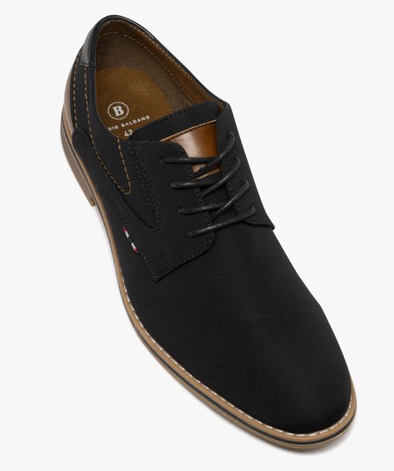 Derbies en toile texturée et détails contrastants homme  vue6 - MARIO BALDANO - GEMO