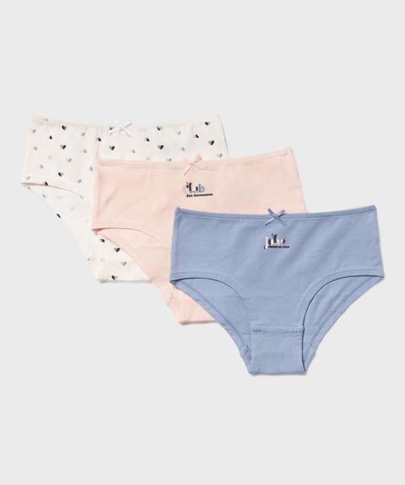 Shorties en coton stretch à motifs coeurs fille (lot de 3) vue1 - GEMO 4G FILLE - GEMO