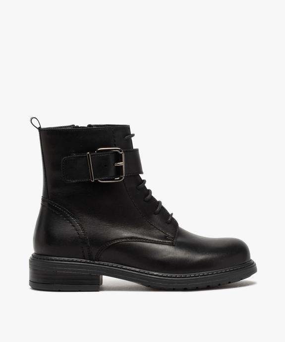 Boots fille zippées à lacets et bride décorative dessus cuir uni vue1 - GEMO (ENFANT) - GEMO