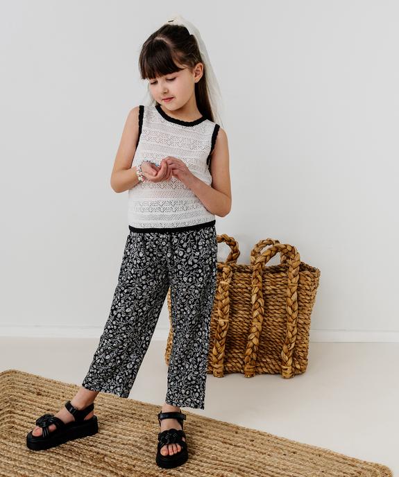 Pantalon fluide à motifs fleuris avec taille ajustable fille vue5 - GEMO 4G FILLE - GEMO