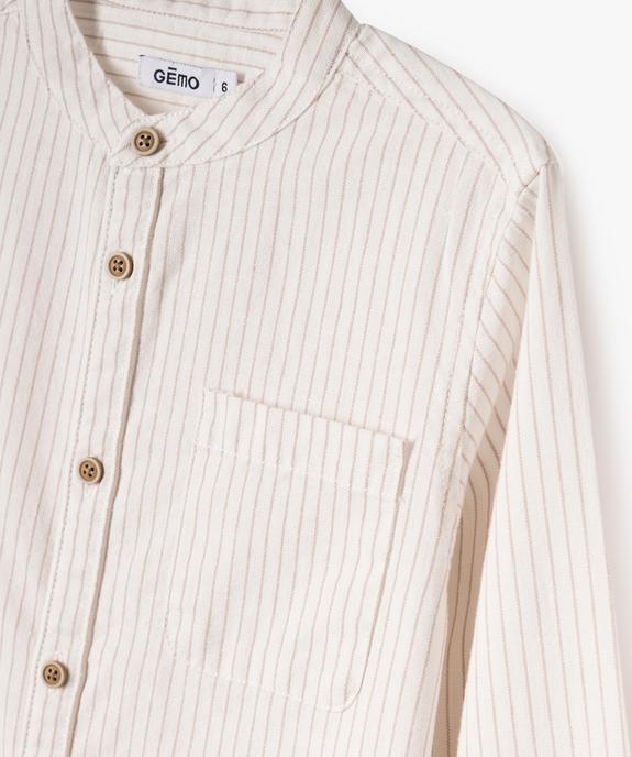 Chemise manches longues à col mao et rayures garçon vue2 - GEMO (ENFANT) - GEMO