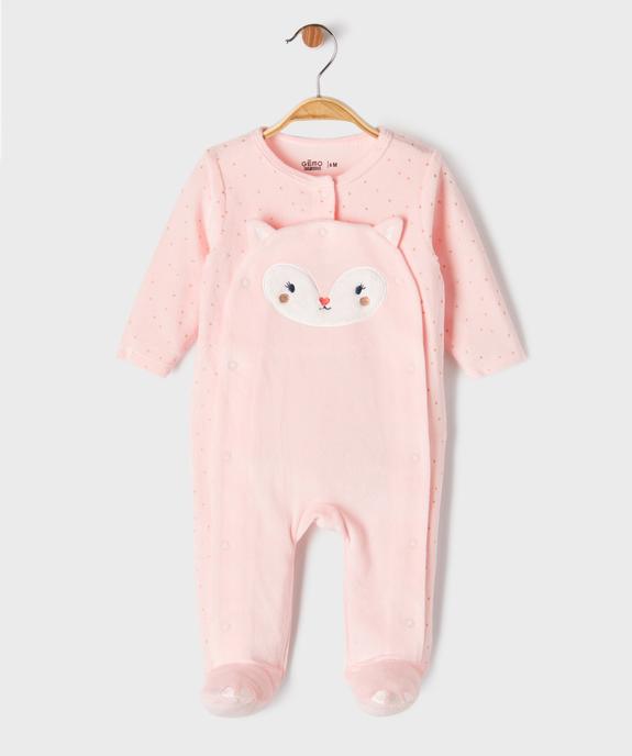 Pyjama en velours ouverture devant motif animal et pois dorés bébé vue5 - GEMO 4G BEBE - GEMO