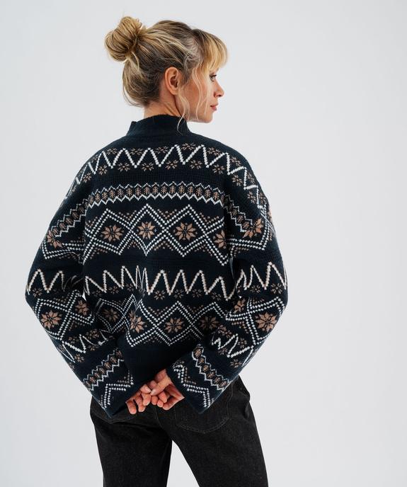 Pull jacquard à col montant coupe loose femme vue3 - GEMO(FEMME PAP) - GEMO