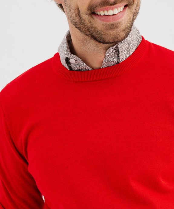 Pull à col rond en coton homme vue3 - GEMO (HOMME) - GEMO