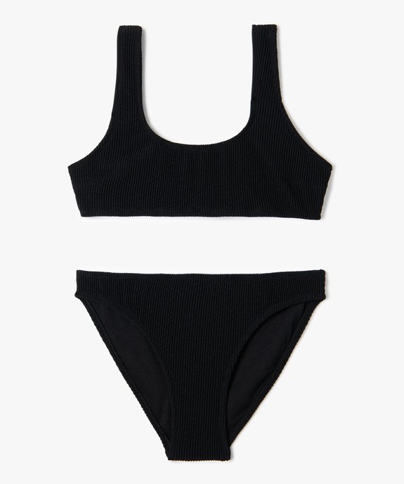 Maillot de bain fille 2 pièces en maille gaufrée vue1 - GEMO (JUNIOR) - GEMO