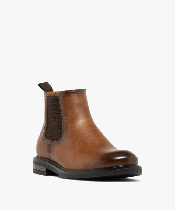 Boots homme style Chelsea effet grainé vue3 - URBAN STEPS - GEMO