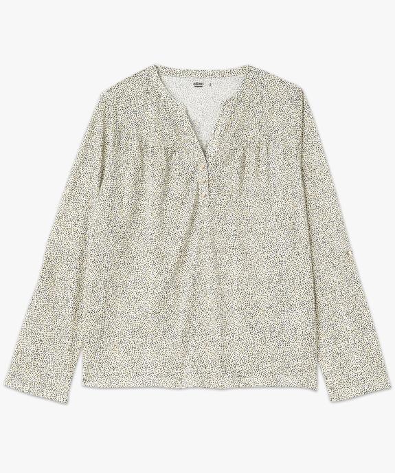 Tee-shirt à manches longues imprimé avec col boutonné femme vue4 - GEMO 4G FEMME - GEMO