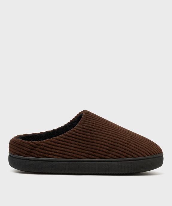 Chaussons mules en velours côtelé à doublure fourrée homme vue1 - GEMO(HOMWR HOM) - GEMO
