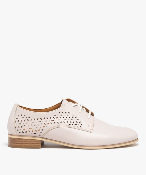 Derbies femme dessus cuir uni ajouré – Pierre Cardin vue2 - PIERRE CARDIN DIFFUSION - GEMO
