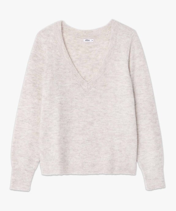 Pull femme à grand col V fantaisie vue4 - GEMO(FEMME PAP) - GEMO