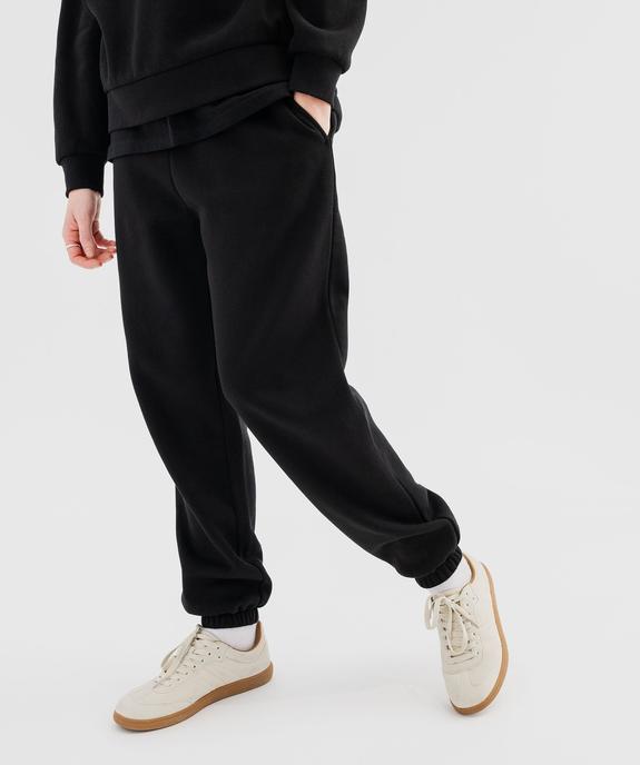 Pantalon de jogging en molleton uni à taille élastiquée femme vue1 - GEMO 4G FEMME - GEMO