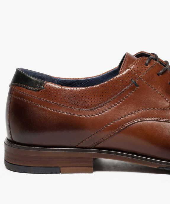 Derbies homme dessus et intérieur cuir avec col perforé vue6 - GEMO(URBAIN) - GEMO