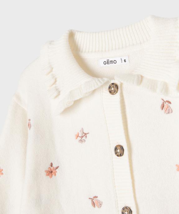 Gilet à grand col avec motifs brodés fille vue3 - GEMO (ENFANT) - GEMO