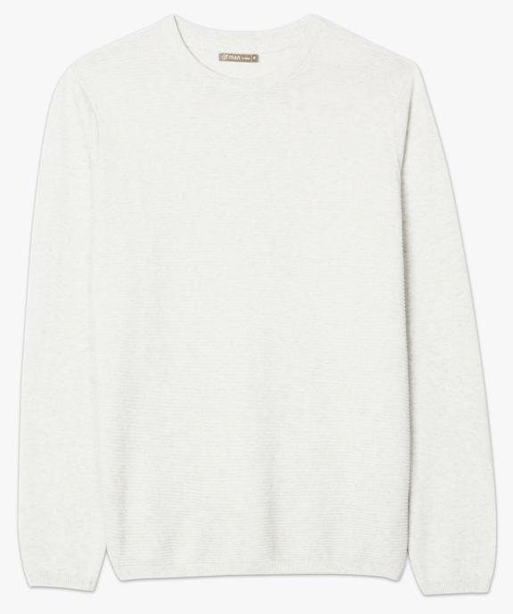 Pull à manches longues en côtes 1/1 sur le devant vue4 - GEMO (HOMME) - GEMO