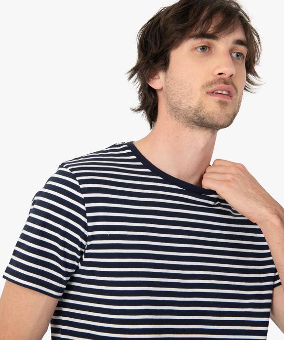 Tee-shirt homme à manches courtes et rayures marinières vue2 - GEMO (HOMME) - GEMO