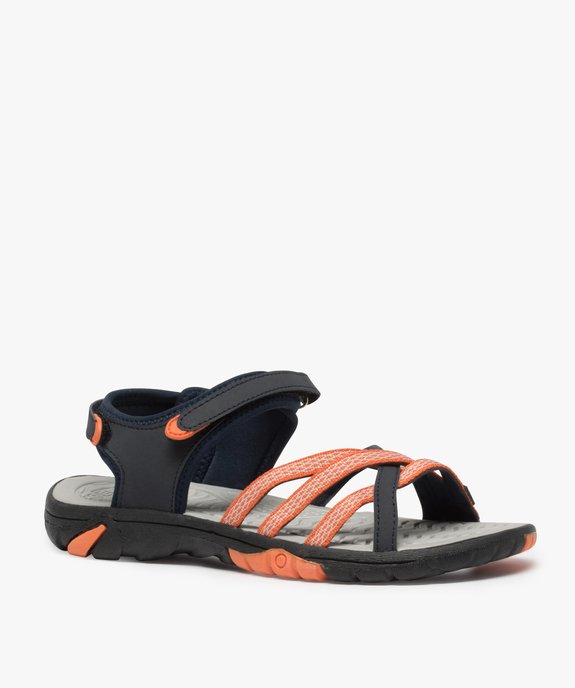 Sandales femme tout terrain à fines brides et scratch vue2 - GEMO (CASUAL) - GEMO