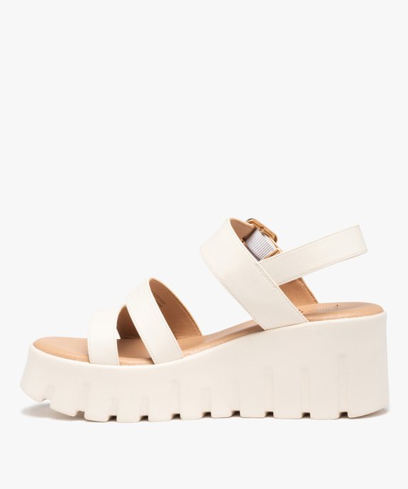 Sandales femme compensées à larges brides unies vue3 - GEMO(URBAIN) - GEMO