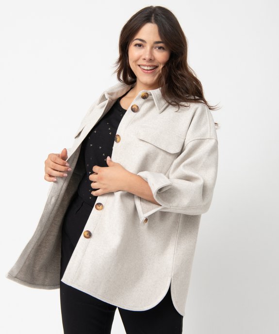 Veste femme grande taille mi-longue en maille douce vue1 - GEMO (G TAILLE) - GEMO