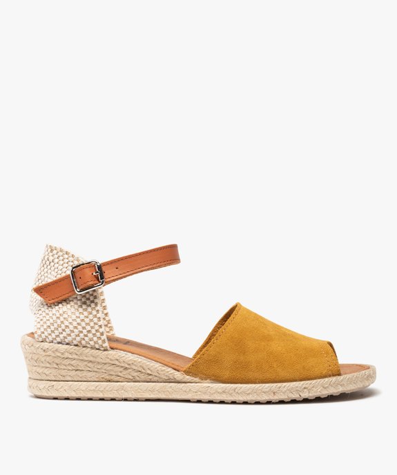 Sandales femme à talon compensé façon espadrilles en cuir vue1 - GEMO (CASUAL) - GEMO