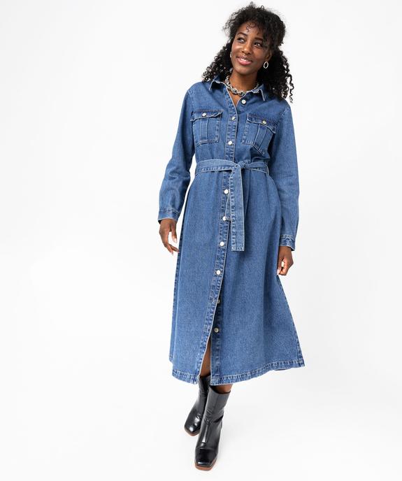 Robe en jean longue à manches longues femme - LuluCastagnette vue6 - LULUCASTAGNETTE - GEMO