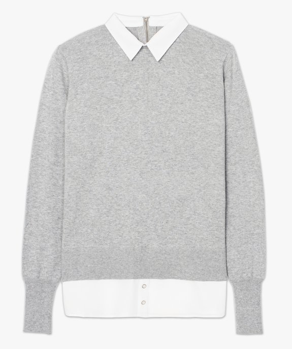 Pull uni avec col et bas de chemise vue4 - GEMO(FEMME PAP) - GEMO