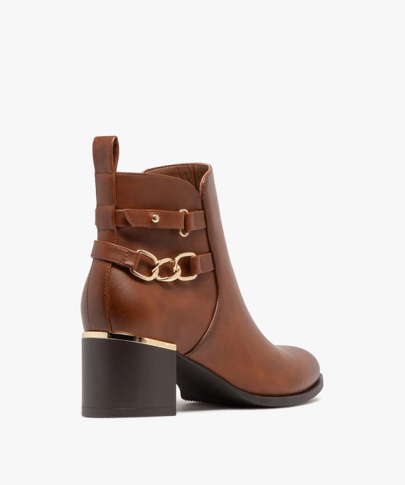 Boots femme à talon carré avec liseré doré et brides fantaisie vue4 - GEMO(URBAIN) - GEMO