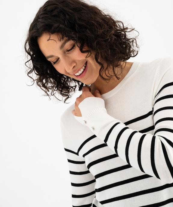 Pull fin à rayures en viscose femme vue2 - GEMO 4G FEMME - GEMO