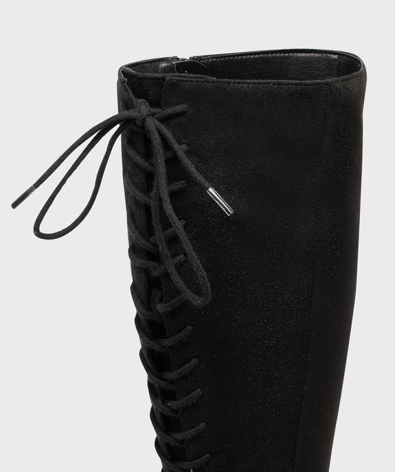 Bottes à talon en suédine avec laçage femme vue6 - VALENTINA BALDA - GEMO