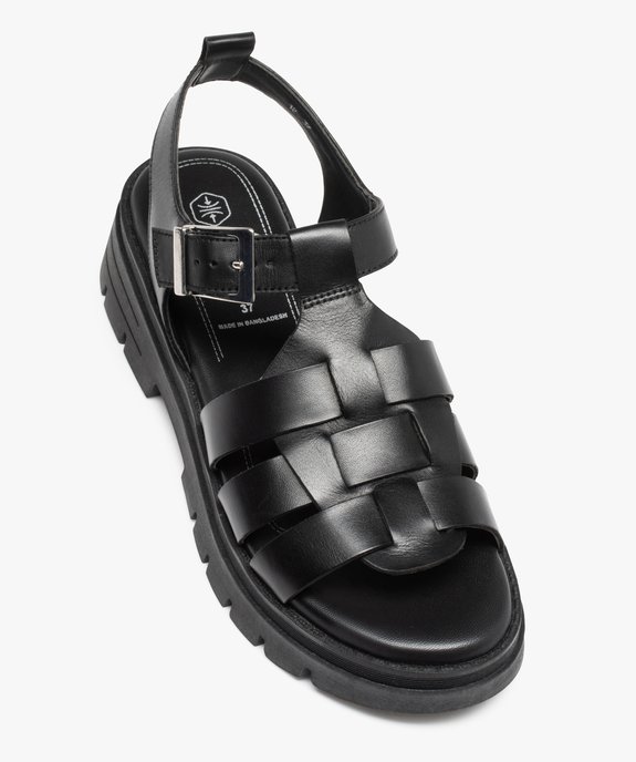 Sandales femme à semelle crantée et brides en cuir vue5 - GEMO (CASUAL) - GEMO