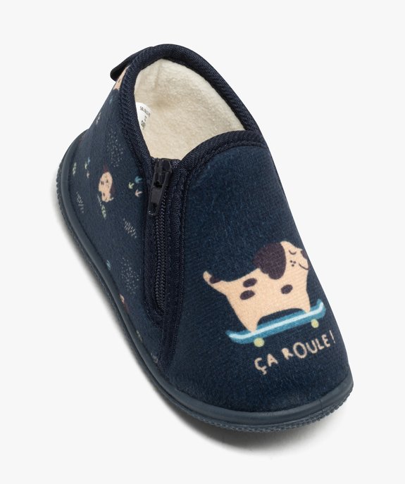 Chaussons bottillons en velours fermeture zippée bébé garçon vue5 - GEMO 4G BEBE - GEMO