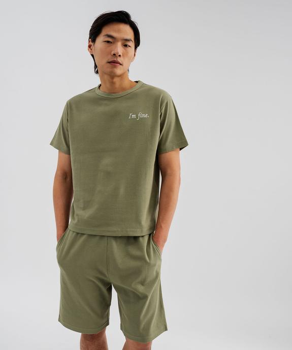 Pyjashort uni en maille piquée homme vue1 - GEMO 4G HOMME - GEMO