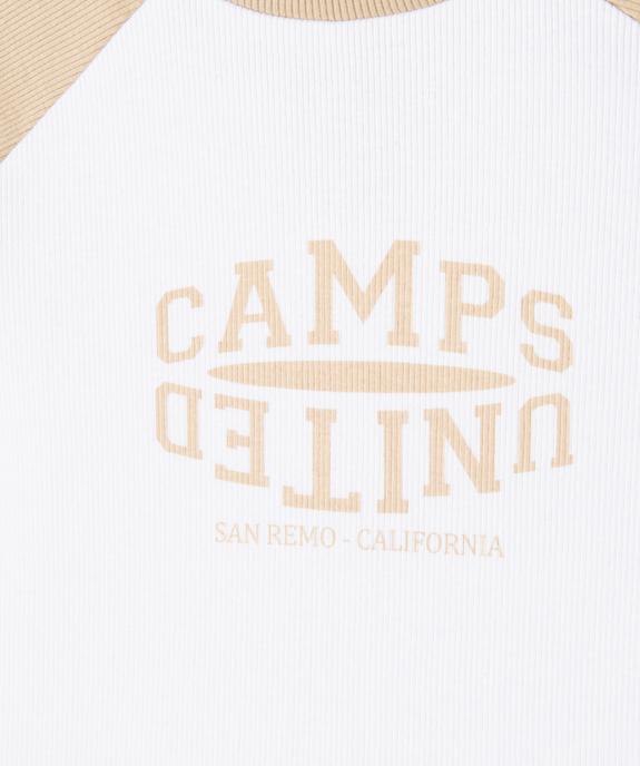 Tee-shirt manches courtes en maille côtelée coupe courte fille - Camps United vue2 - CAMPS - GEMO