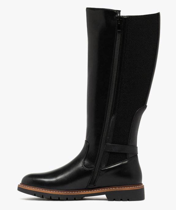 Bottes femme cavalières avec parties élastiques et boucle fantaisie vue3 - GEMO (CASUAL) - GEMO