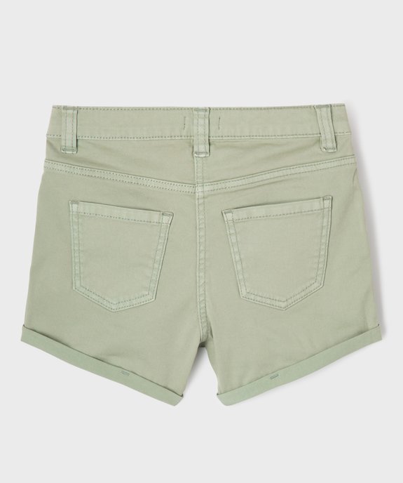 Short en coton stretch avec revers fille vue3 - GEMO (JUNIOR) - GEMO