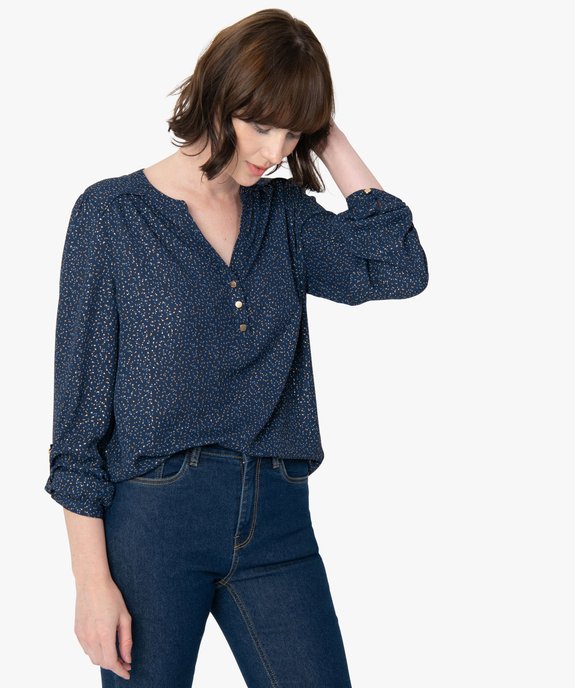 Blouse femme imprimée avec manches retroussables vue1 - GEMO(FEMME PAP) - GEMO