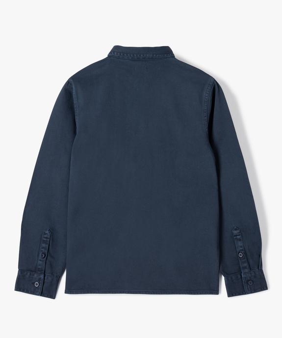 Chemise garçon à manches longues en twill épais au coloris unique vue4 - GEMO (JUNIOR) - GEMO