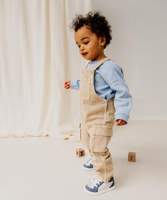 Salopette en toile denim bébé garçon avec poches cargo  vue6 - GEMO 4G BEBE - GEMO