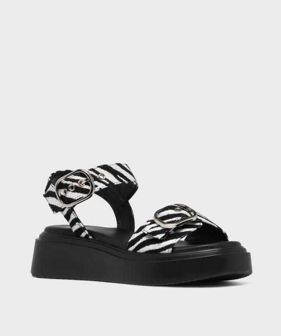 Sandales à motif animalier sur semelle plateforme femme - 5 Miles vue2 - 5 MILES - GEMO