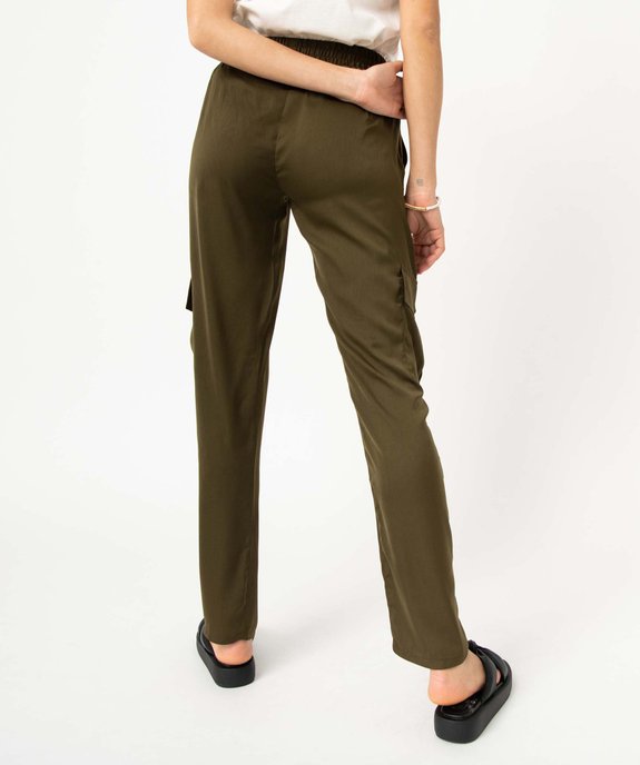 Pantalon cargo en satin fluide uni femme vue3 - GEMO(FEMME PAP) - GEMO
